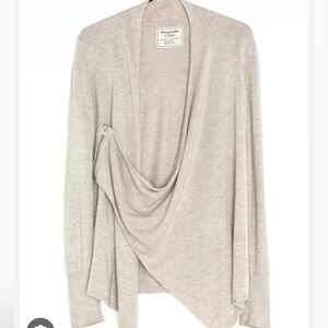 Abercrombie & Fitch Light Beige Assymetrical Zip Cardigan Sweater